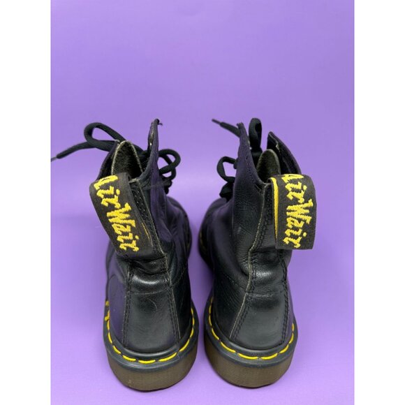 Vtg Dr Doc Martens Black Leather Boots 1460 Womens 6 Made In England - Picture 3 of 7